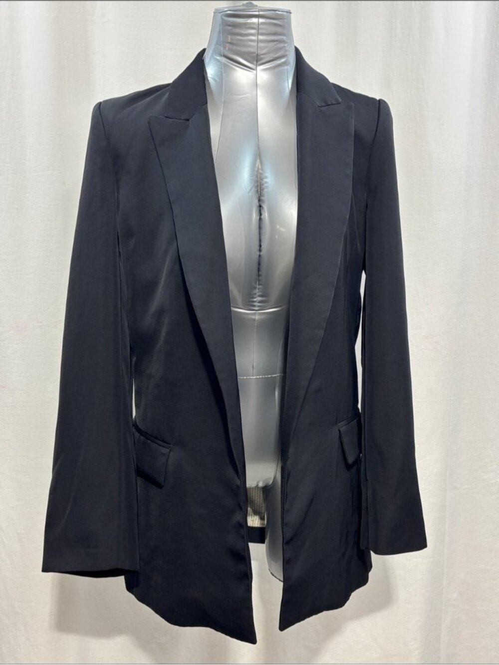 Zara Black Women's Longline Tailored Blazer XS oversize trendy work party chic